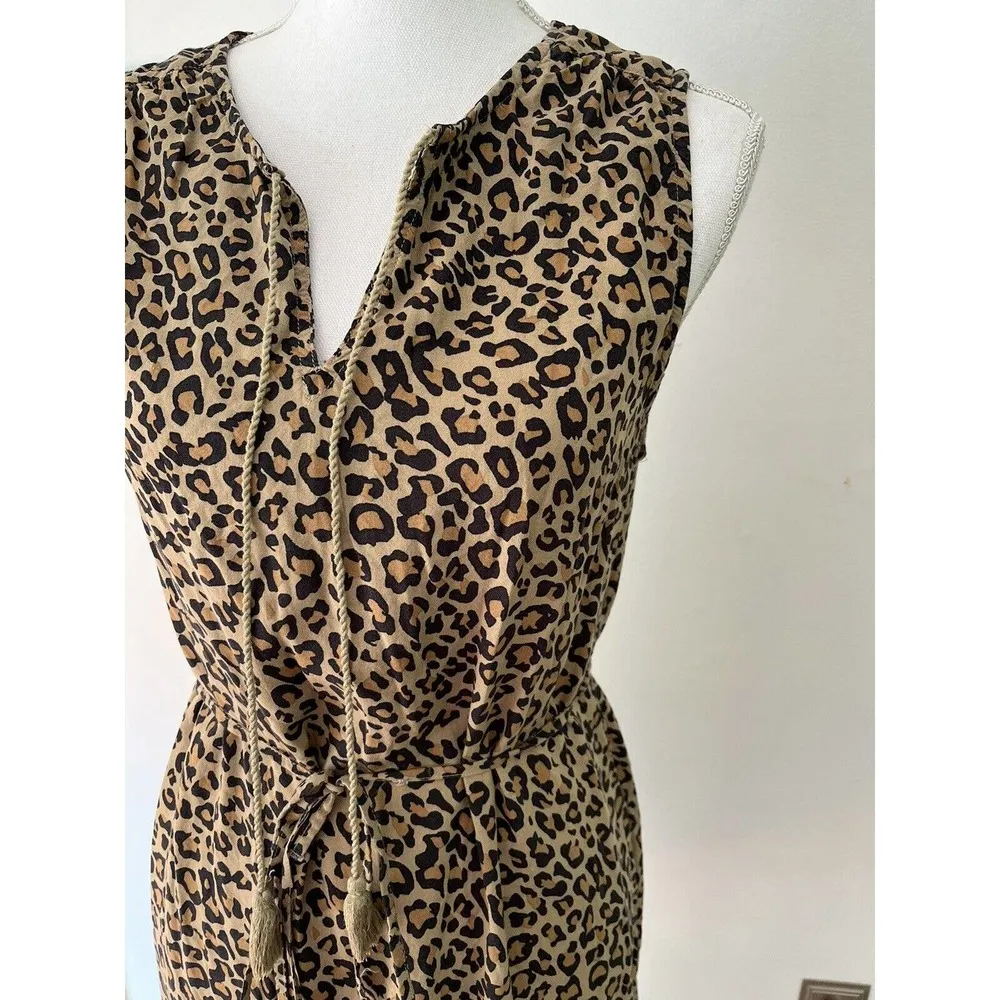 Beach Lunch Lounge Leopard Print Hi-Lo Knee Length Popover Dress Womens Medium - Image 4