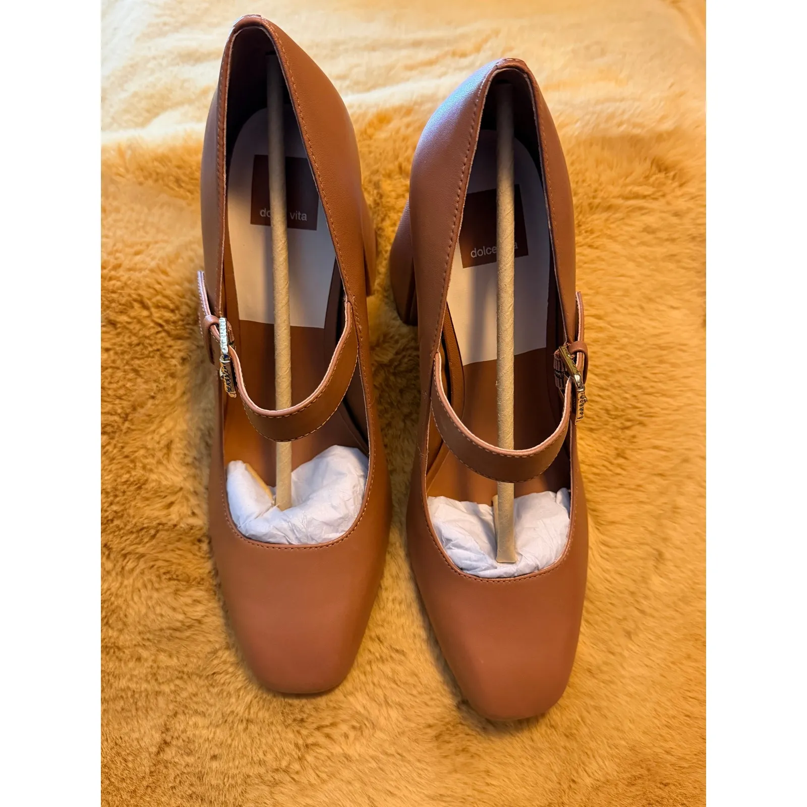 Dolce Vita Women's Lakota Tan Leather Mary Jane Block Heel Shoes Size 10, New Brown - Image 2