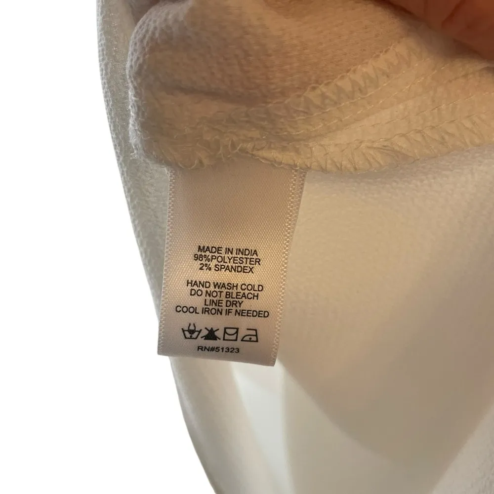 Skies are Blue Cream Button Down Crop Top NWT Cuffed Sleeves Tie Waist - Image 2