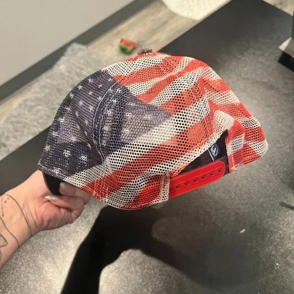 Camo, American Flag Mesh Back, Country Hat Adjustable Strap Snapback NWOT Green - Image 2