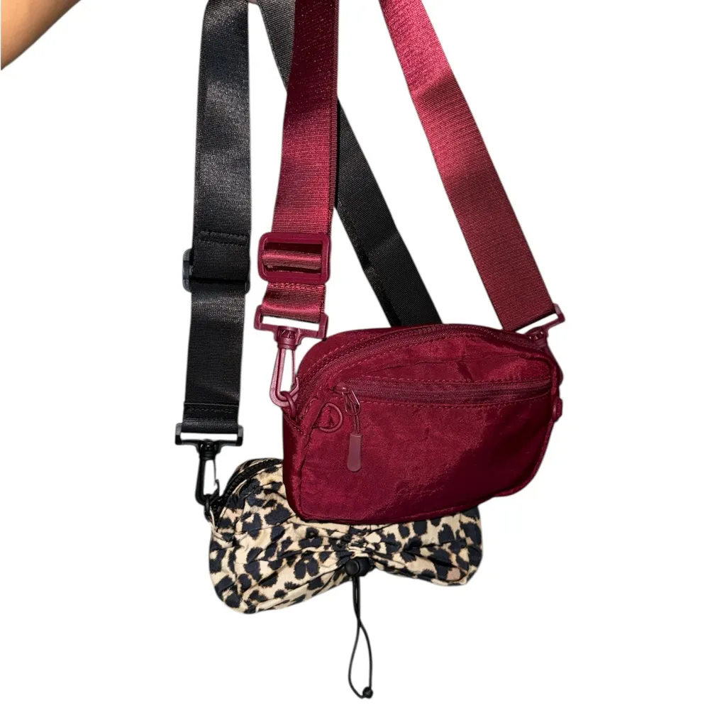 Unknown Burgundy and Leopard Crossbody Bags - Image 7