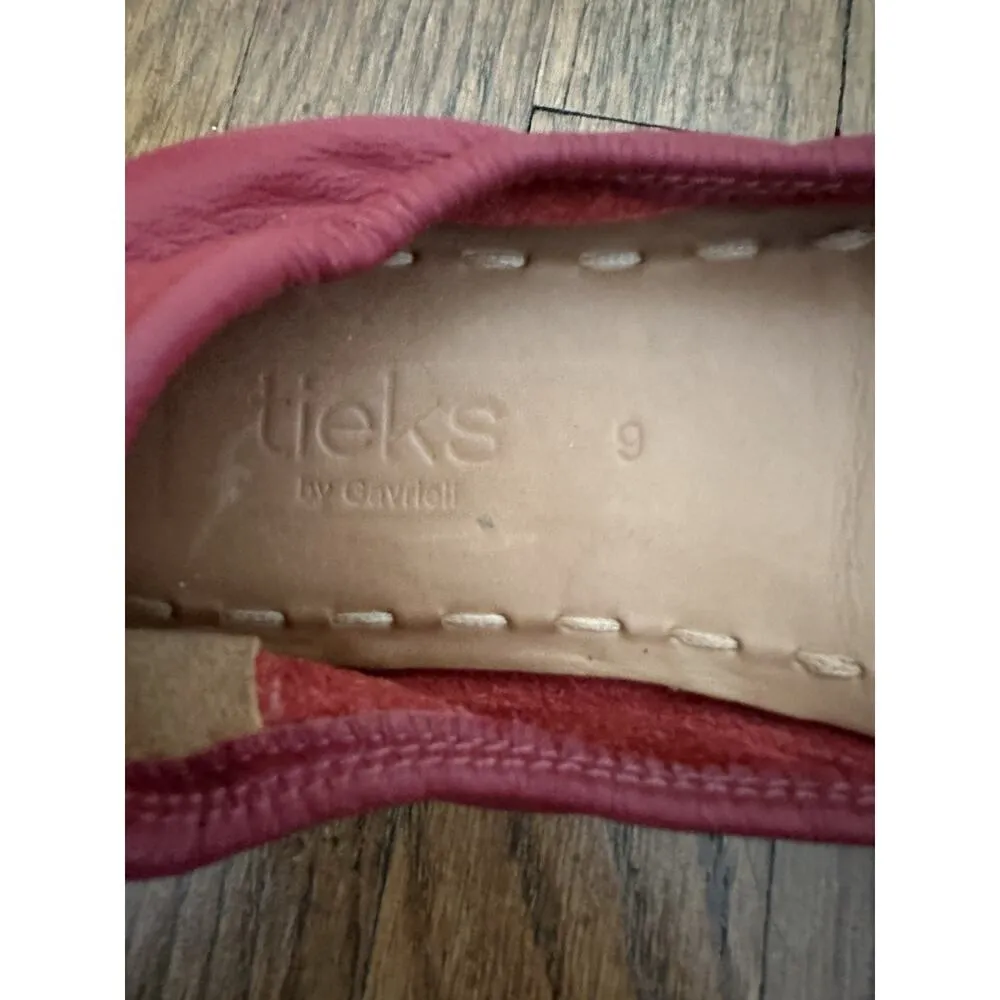 Tieks Womens Burgundy Leather Round Toe Slip On Casual Ballet Flats Size 9 - Image 5