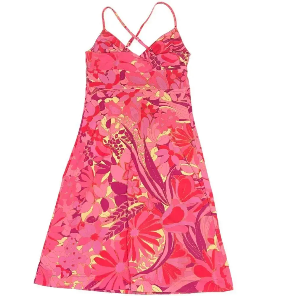 90s Y2K Vintage Express Women's 4 Floral Pink Spaghetti Strap Sundress‎ Dress - Image 4
