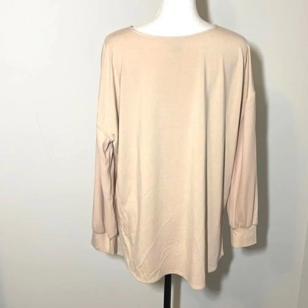 Ann Taylor Petite Long Sleeve Pullover Minimalist Blouse Nude/Tan Size Small Pet - Image 3