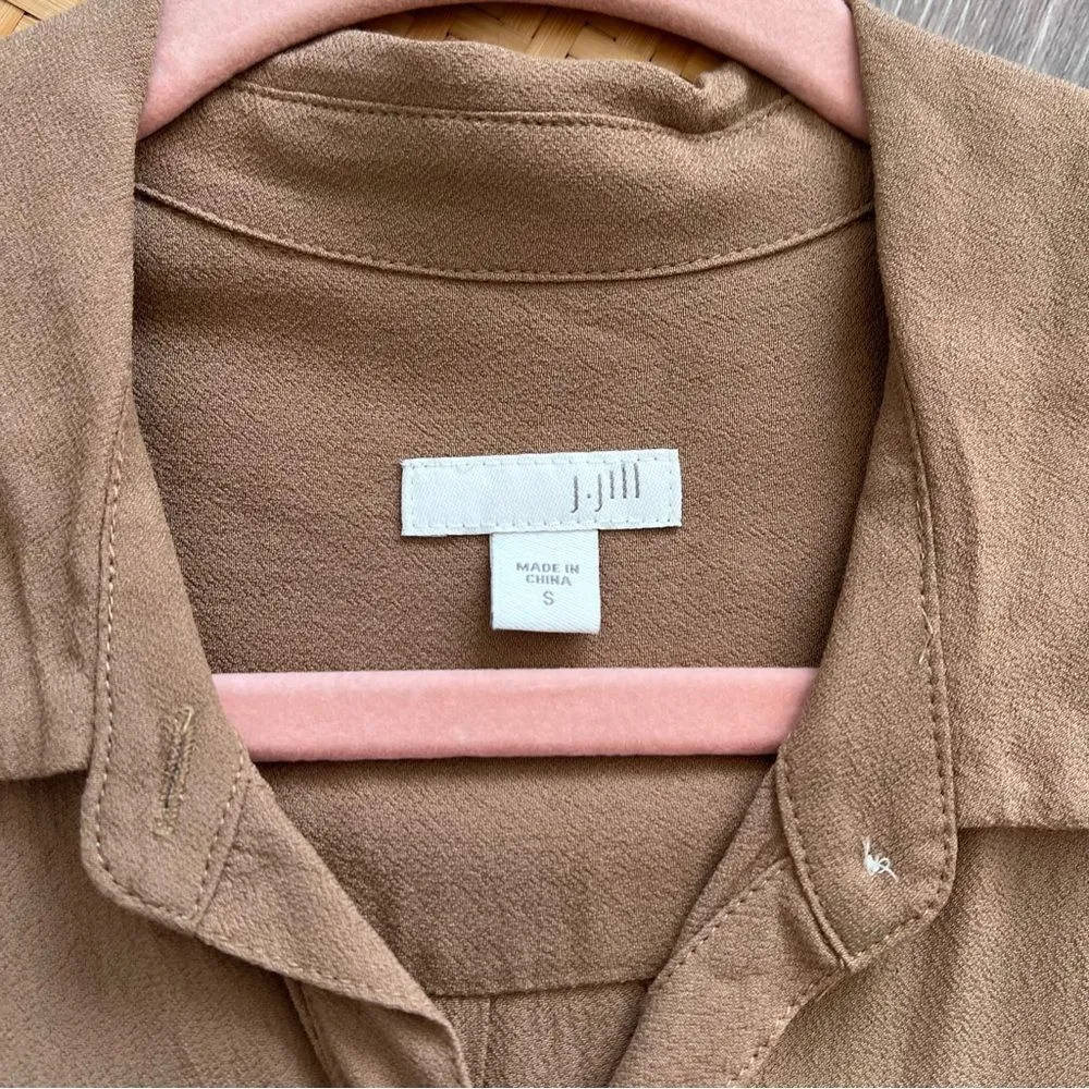 J. Jill light brown button up‎ blouse long sleeve women’s size S Tan - Image 2