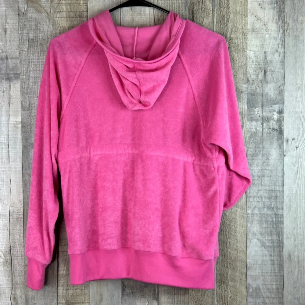 Vanity Fair Size Medium Fleece Hooded Pink Zippered Front Short Robe wit… - Image 2