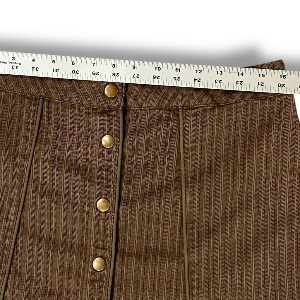 Y2K 90s Territory Ahead Skirt Womens 14 Herringbone Pinstripes Pockets Boho - Image 6