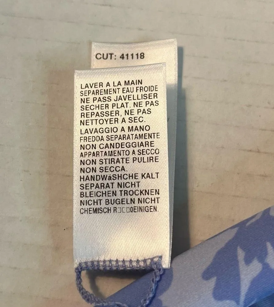 Splendid Floral Flurry Tie-Front Bikini Bottom High Leg Pant Sz L NWT Blue Pink - Image 16