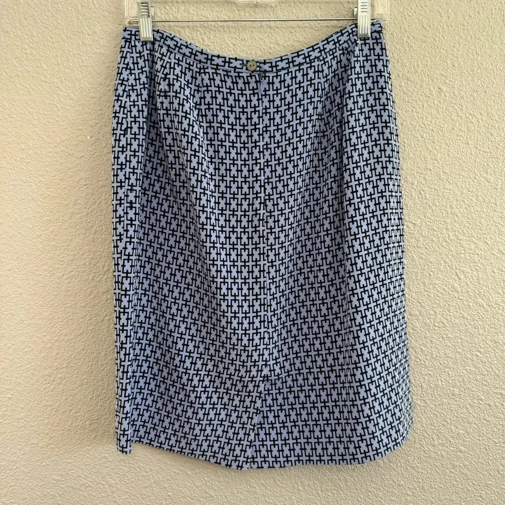 Sandra King Silk Skirt Size 10‎ EUC Career Blue - Image 2