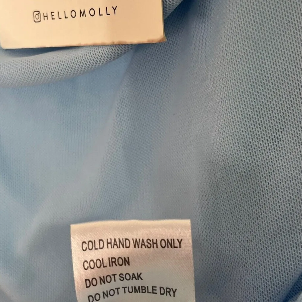 Hello Molly Tangy Bellini Mini Dress Bodycon Ruched Blue Womens Size XS - Image 11