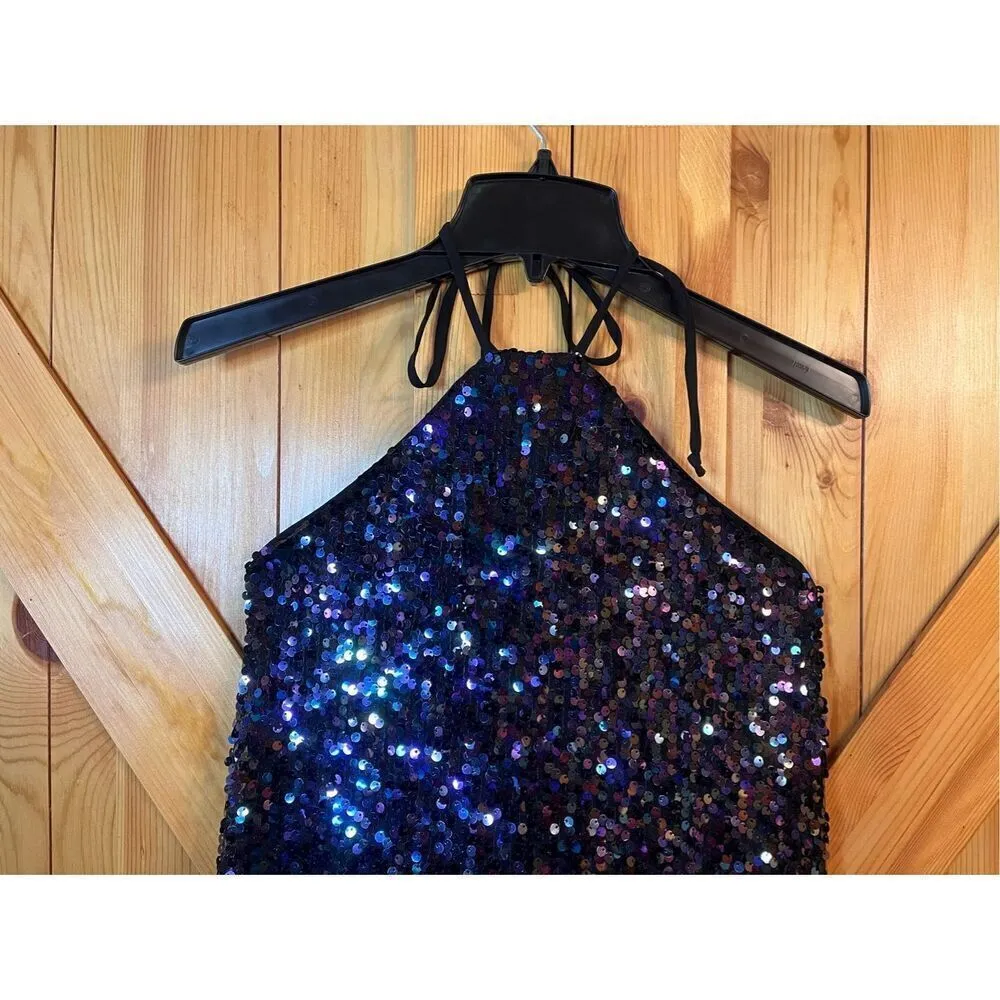 Jolt Womens Sequined Mini Halter Cocktail and Party Dress Size Medium nwt (3603) - Image 5