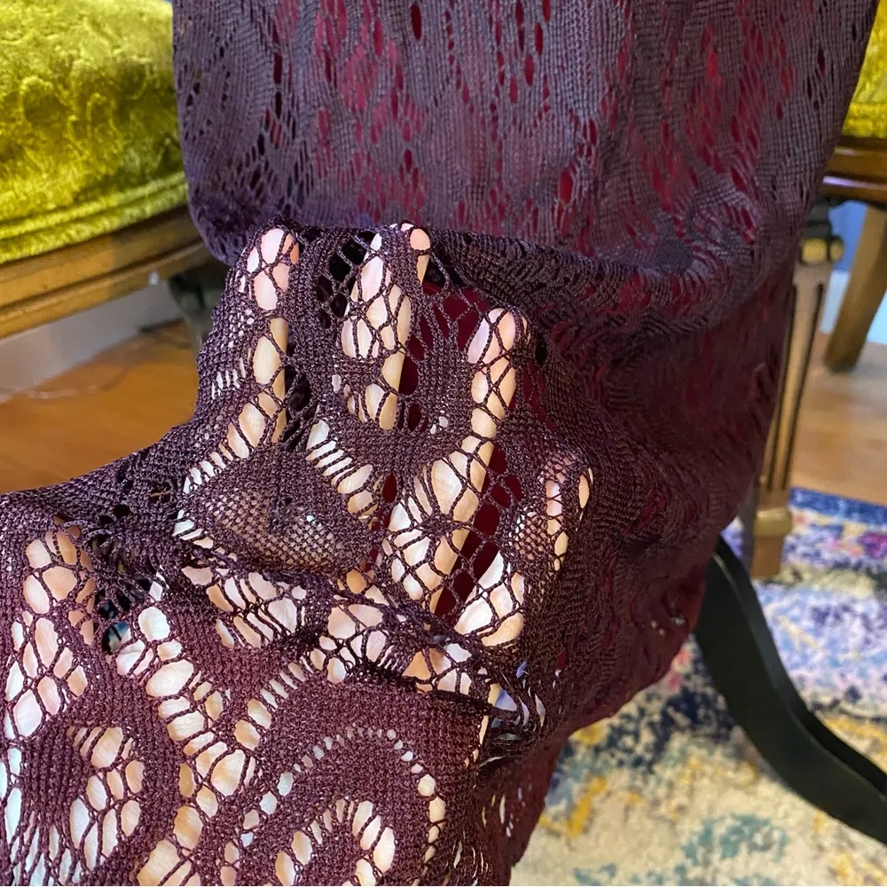 Vintage 90s Breakin’ Loose Burgundy Lace Dark Romance Gothic Glam Maxi Dress Black Size undefined - Image 5