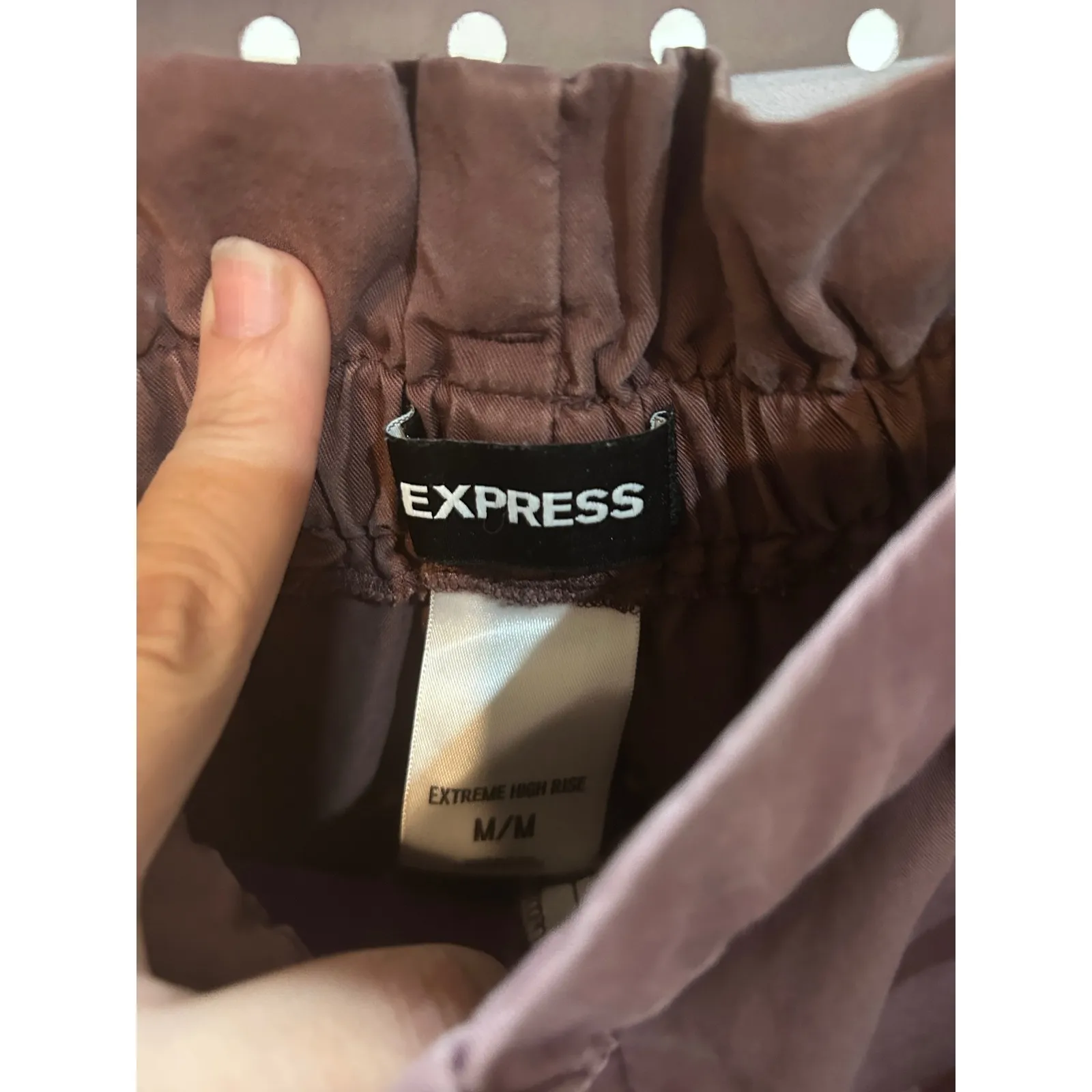EXPRESS Paperbag Waist Shorts‎ Brown Tie Belt Women M M Extreme High Rise - Image 5