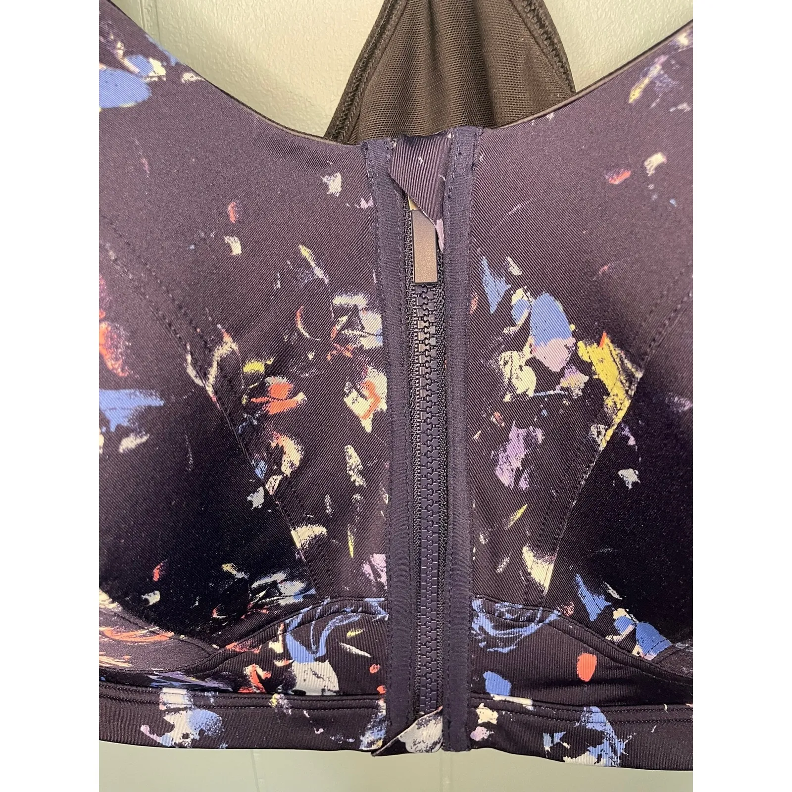 LIVI Lane Bryant 46B Max Support Underwire Floral Print Zip Front Sports Bra NWT Blue Size undefined - Image 2