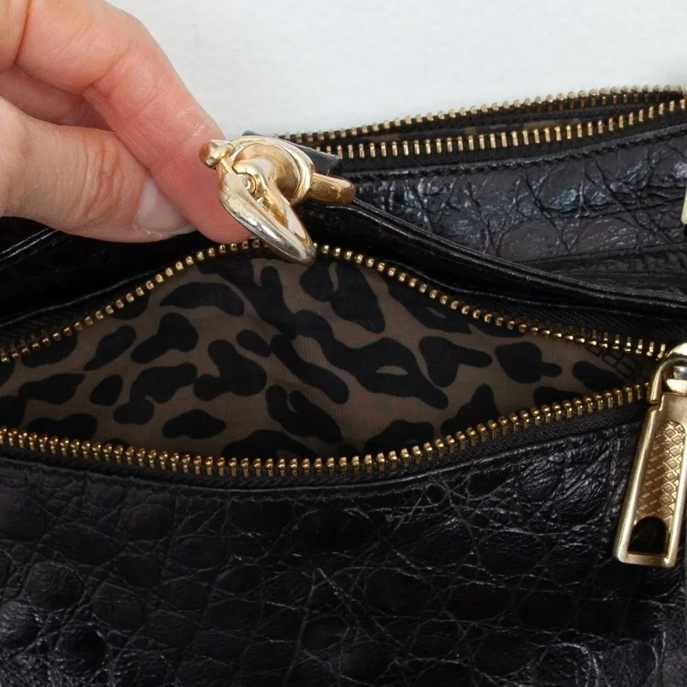 Rebecca Minkoff Mini Mac Crocodile Crossbody Bag Black Adjustable Strap Edgy - Image 5