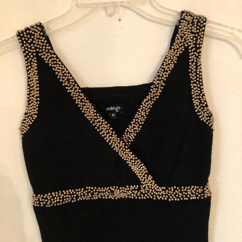 Mango Knit Beaded Tank Top Black M - Image 3
