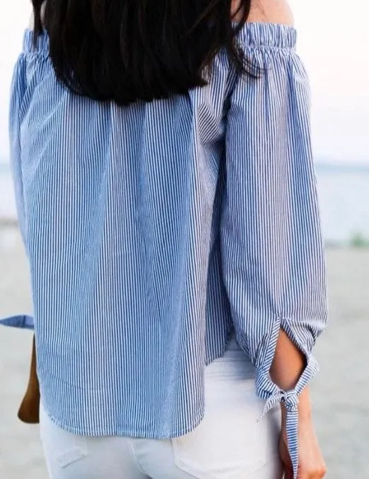 Toska Off the shoulder stripped boho top - Image 3