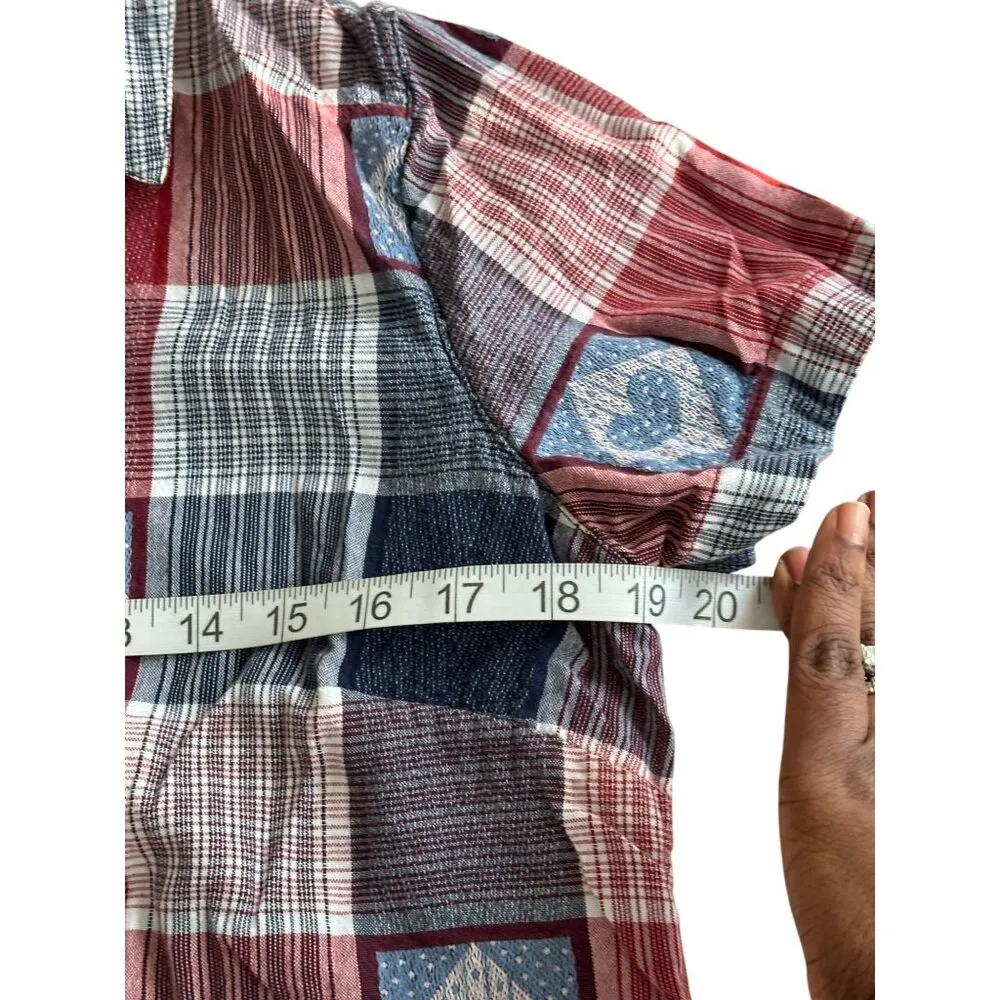 Vintage Angelique Red/Blue Plaid Short Sleeve Button - Image 6