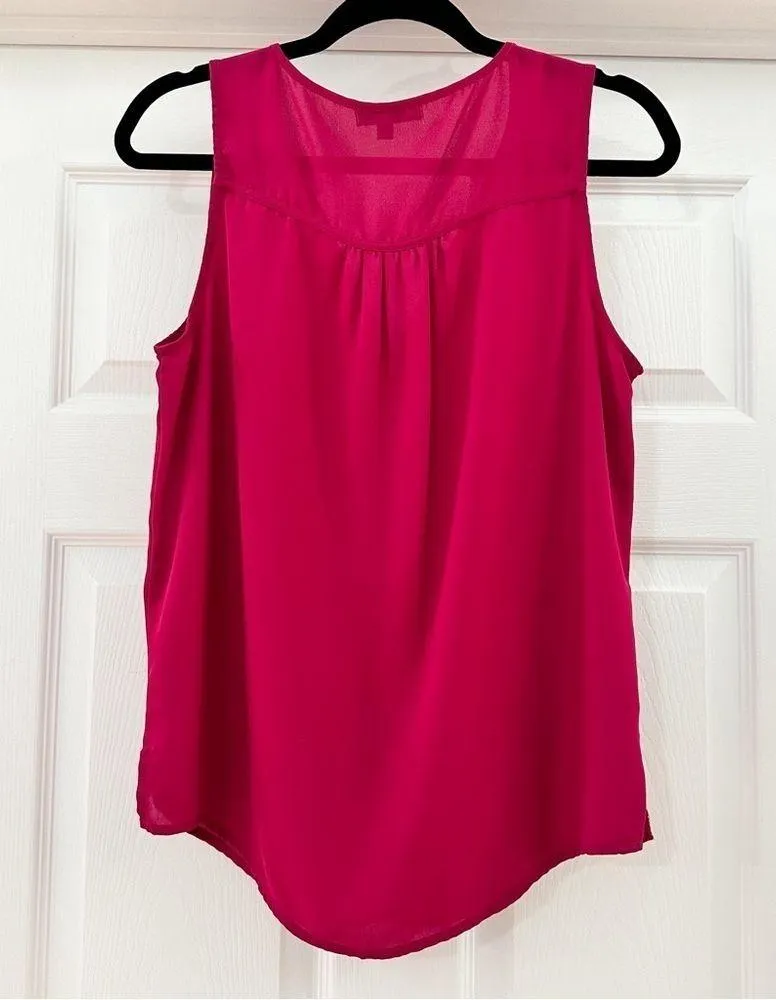 Adrianna Papell Sheer Sleeveless Chiffon Top Fuchsia sz Small - Image 2
