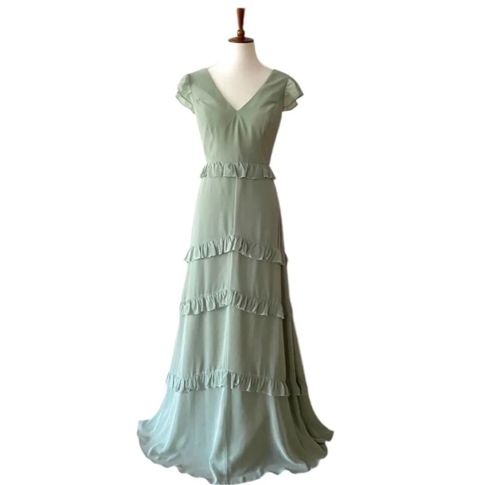Revelry Formal Dress 8 Amelia Green Sage Bridesmaid Gown Prom Long Boho Fairy - Image 5