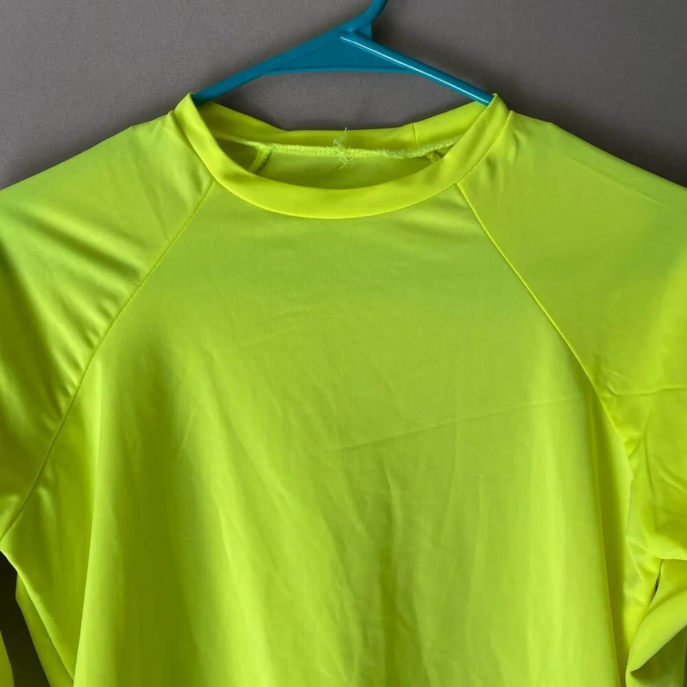 Bebe sz M yellow neon long sleeve spell out compression‎ top - Image 2