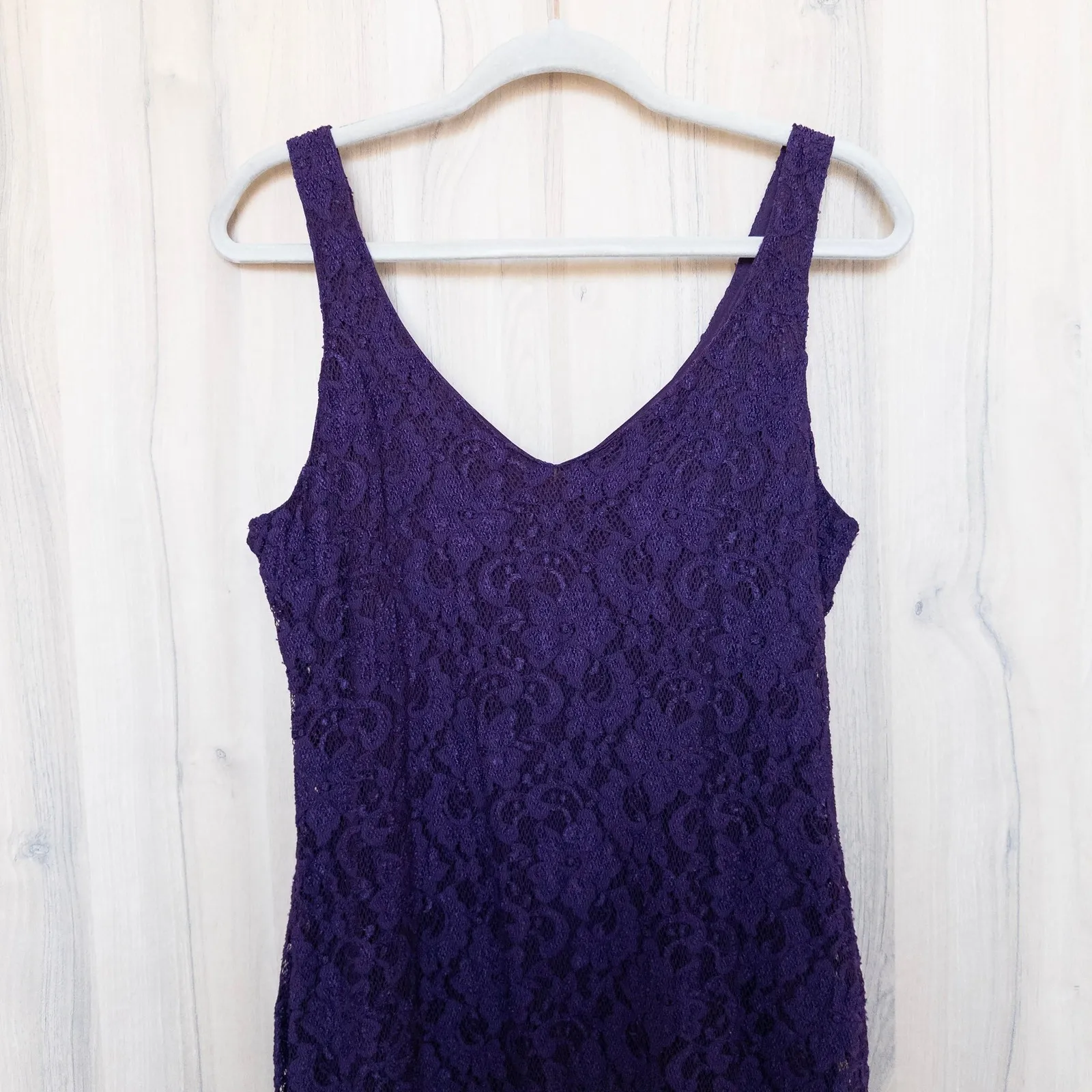 VTG Stefanyszyn Womens Lace Sheath Dress Size L Purple Romantic Dark Femme Chic Size L - Image 7