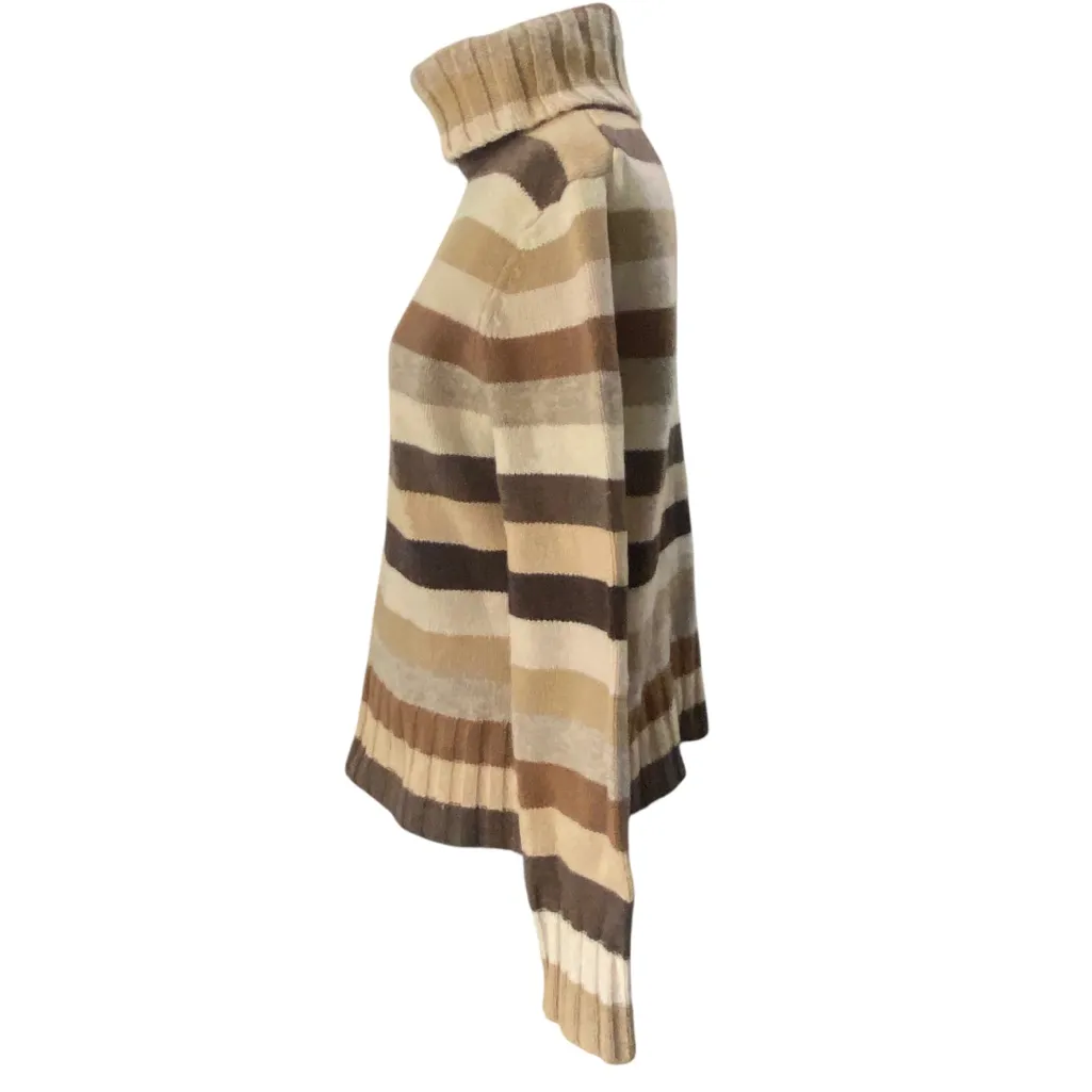 Y2K Old Navy Lambswool Brown stripe turtleneck sweater size MEDIUM - Image 3