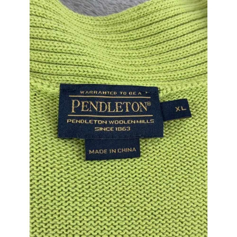 Pendleton Long Coventry Cardigan Lemongrass Sweater Women's XL Cotton Green - Image 2