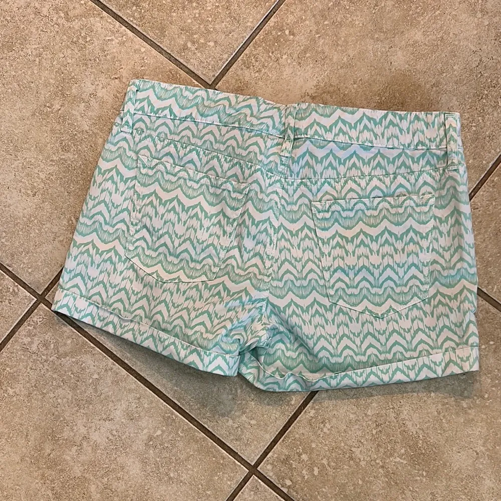 Gap  Green and White Jean Shorts Chevron Pattern EUC - Image 4