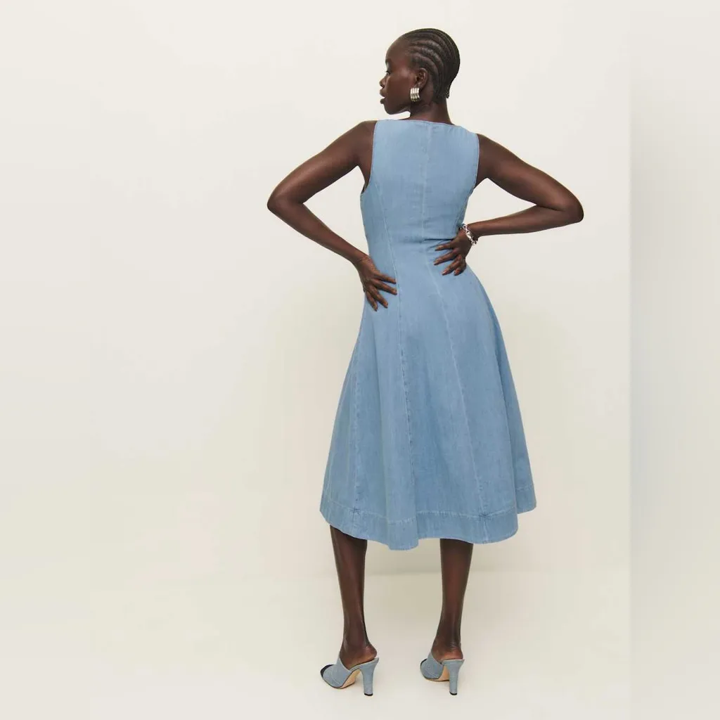 Reformation Sebastien Denim Midi Dress, BRAND NEW, Size 6, $248 - Image 3
