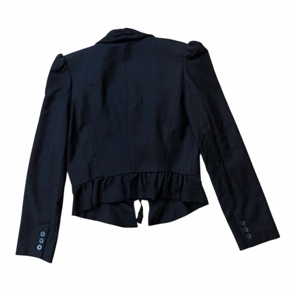 Juicy Couture Black Wool Blend Ruffle Peplum Blazer - Image 2
