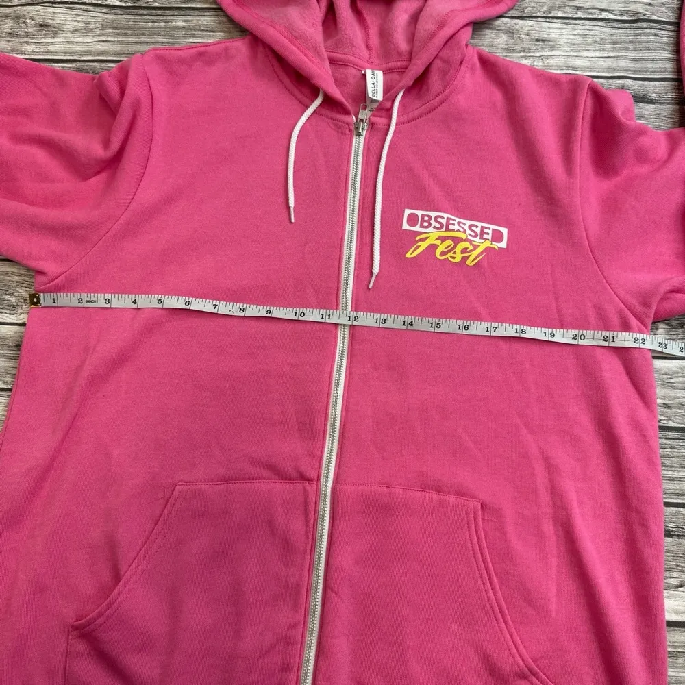 Bella + Canvas Women's 2023 Obsessed Fest Full Zipper Hoodie XL Extra Large Pink - Image 12