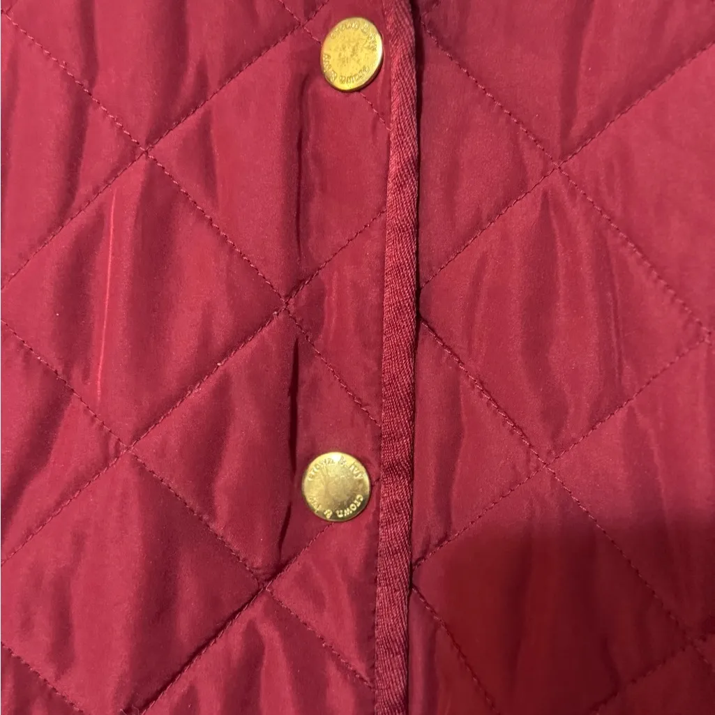 Womens Crown & Ivy Quilted Puff Crimson Red Jacket Gold Hardware Cozy Warm Small - Image 4