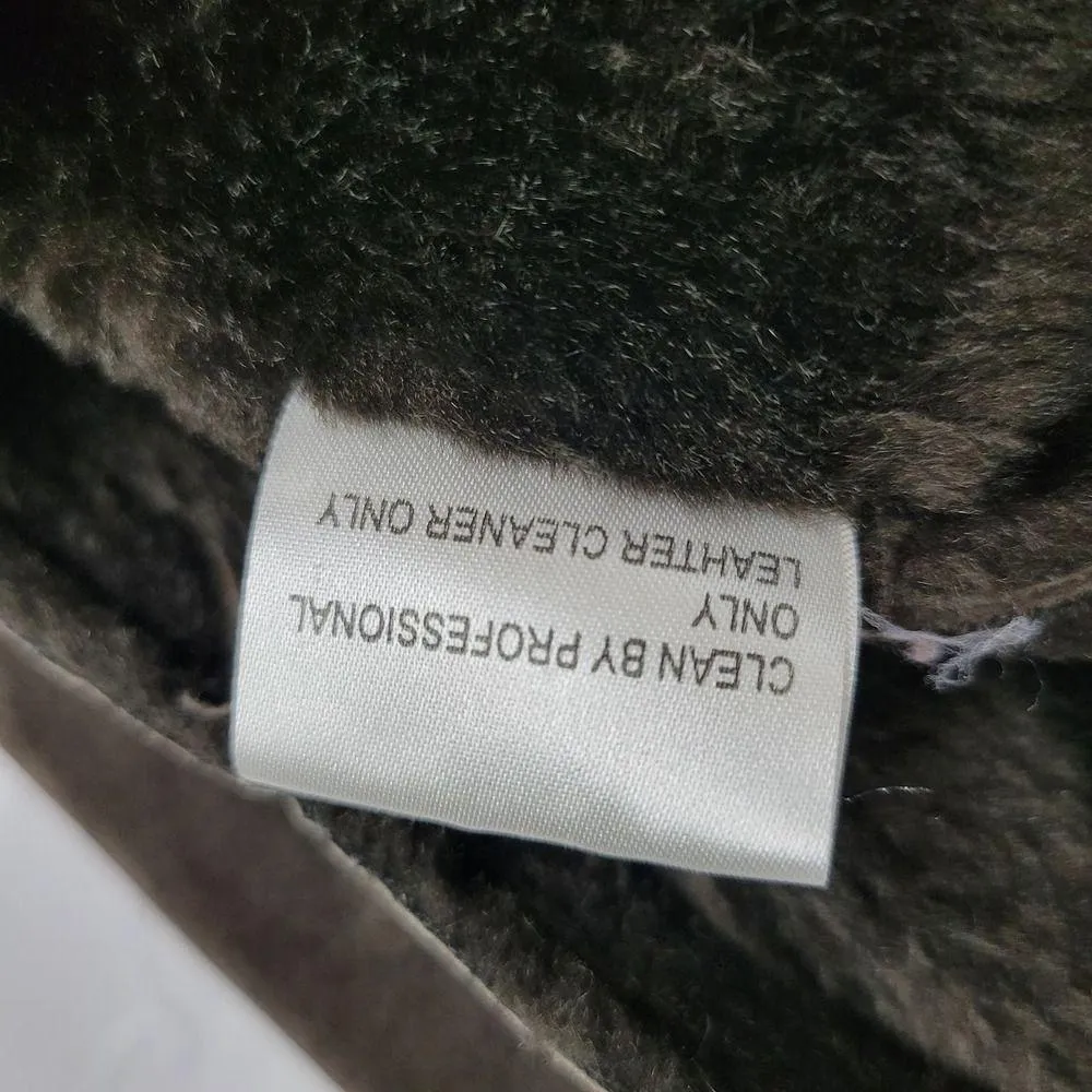 Damselle New York Womens Jacket XL Brown Leather Genuine Fur Trim Hooded - Image 10