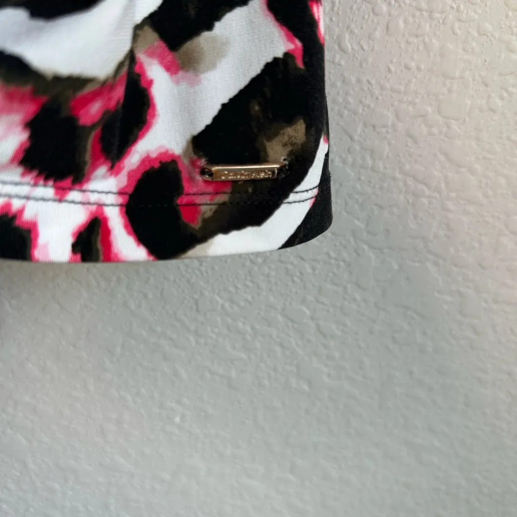 🖤Calvin Klein Zebra and Leopard Print Twist Neck V Neck Blouse - Image 3