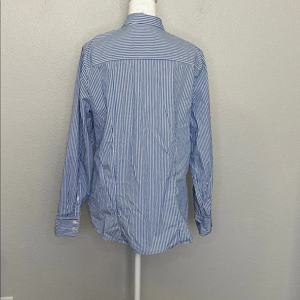 JCrew Factory Blue/White Pinstripe Button Down Shirt Size Medium - Image 3