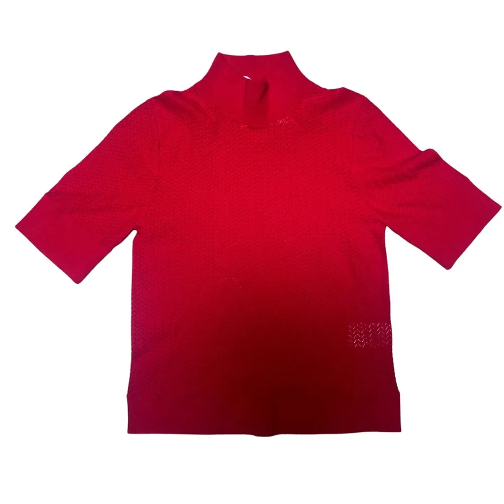 Alice + Olivia Red Mock Neck Sweater Knit Top sz Large - Image 3