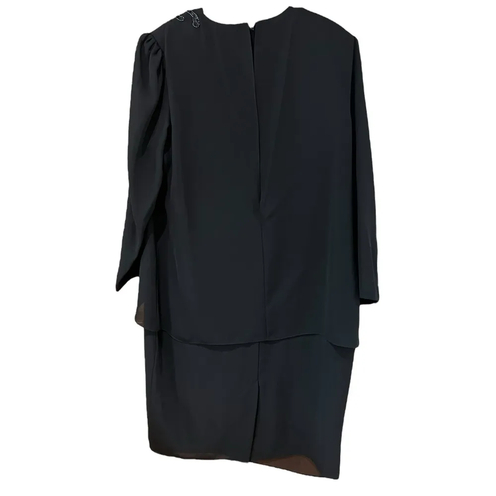 Patra Vintage 1980s Black Dress with Pearls Women’s Size 18 - Image 3