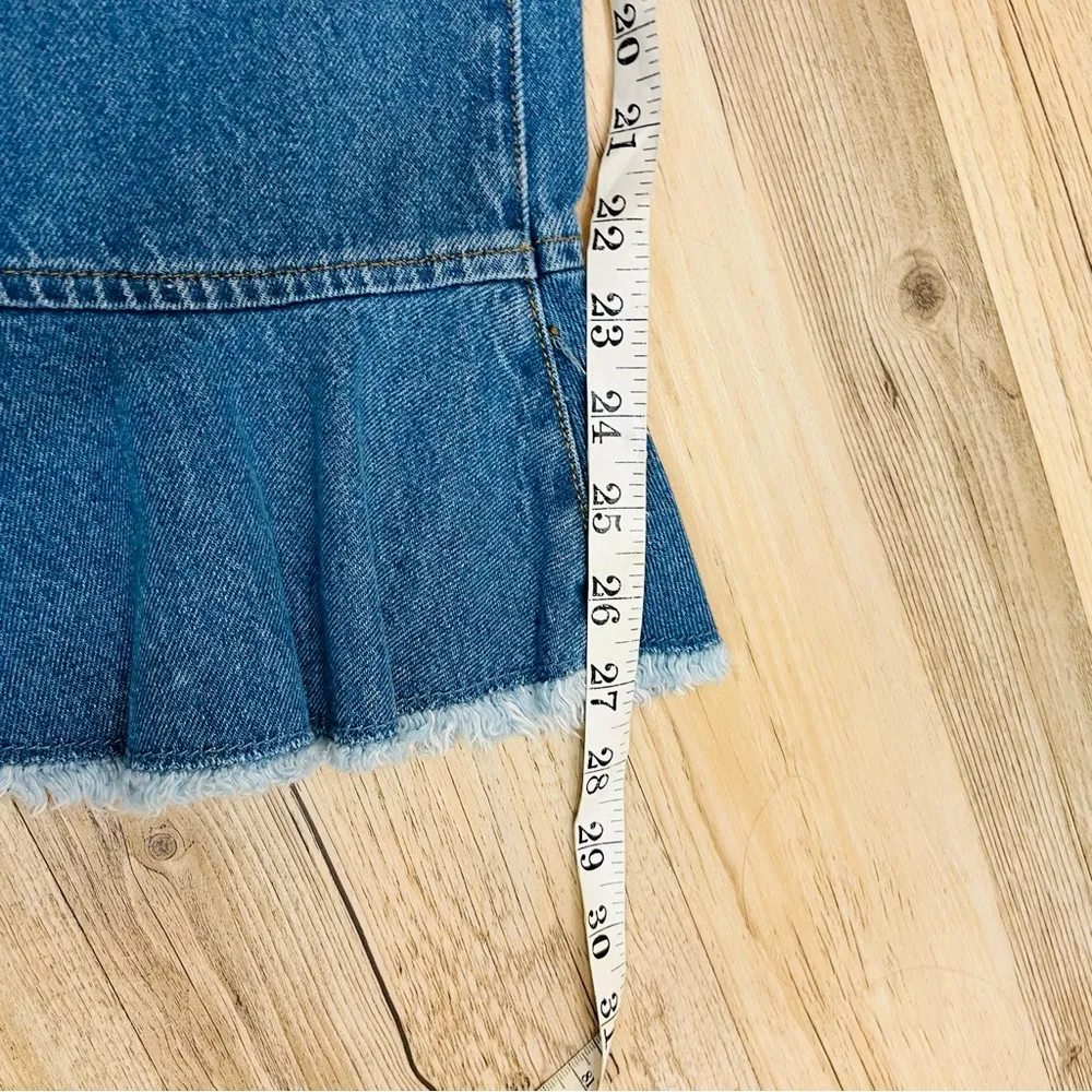 Zara Basic z1975 Denim Jeans Womens Size 4 Blue Ruffle Flare - Image 6