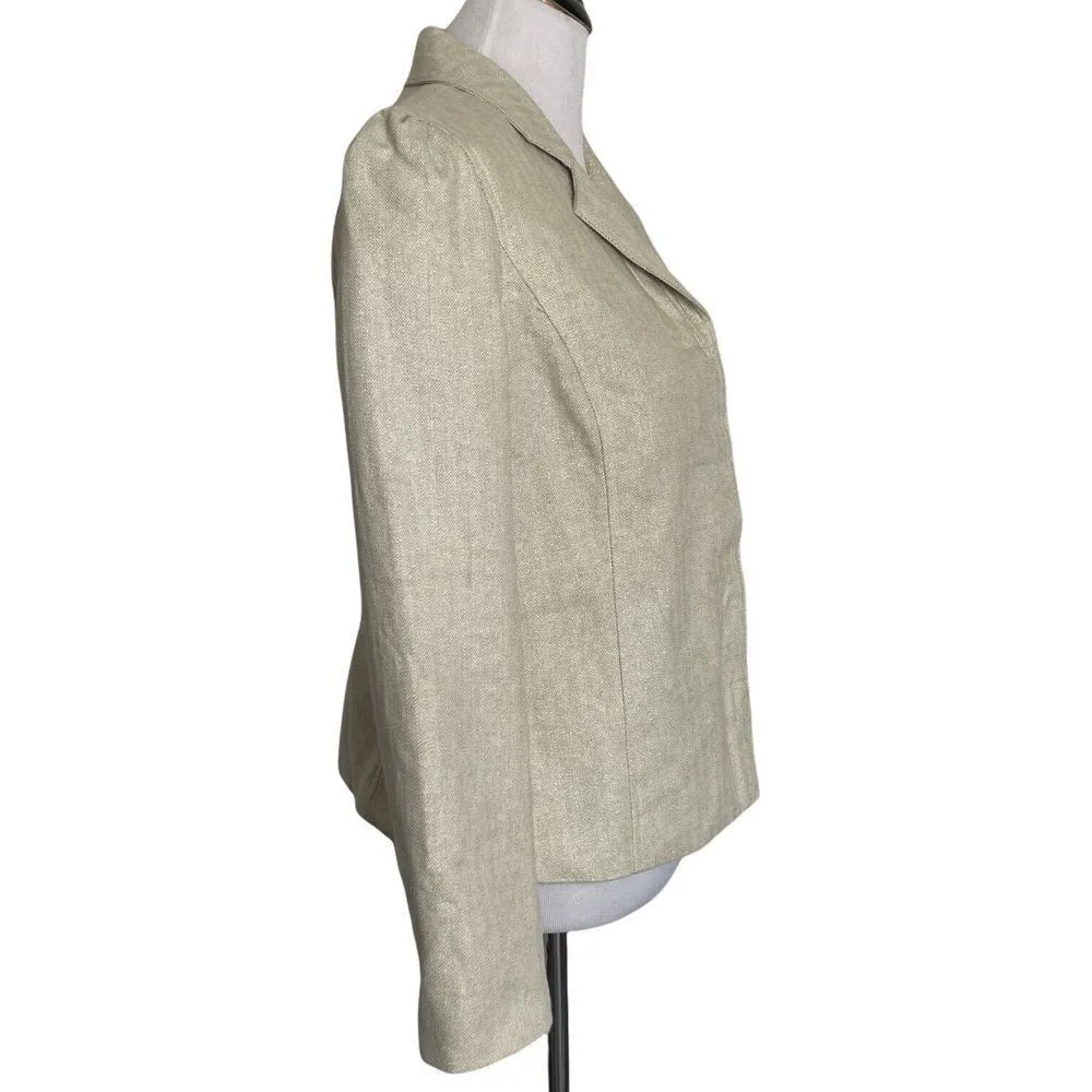 Isaac Mizrahi Shimmery Glitter Jacket Size 6 Linen Blend Career Casual Button Up - Image 8