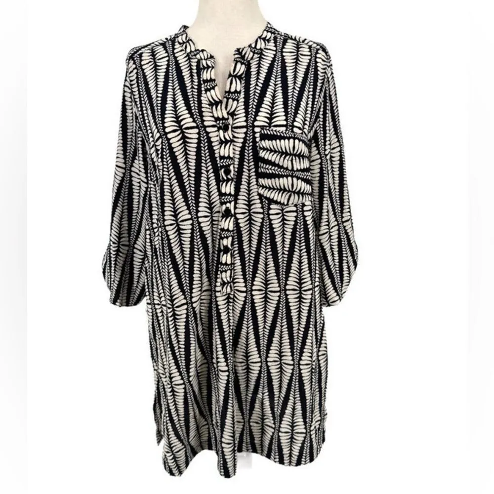 Everyday Ritual Claudine Tunic Maldives Stripe Size Medium‎ Black - Image 3