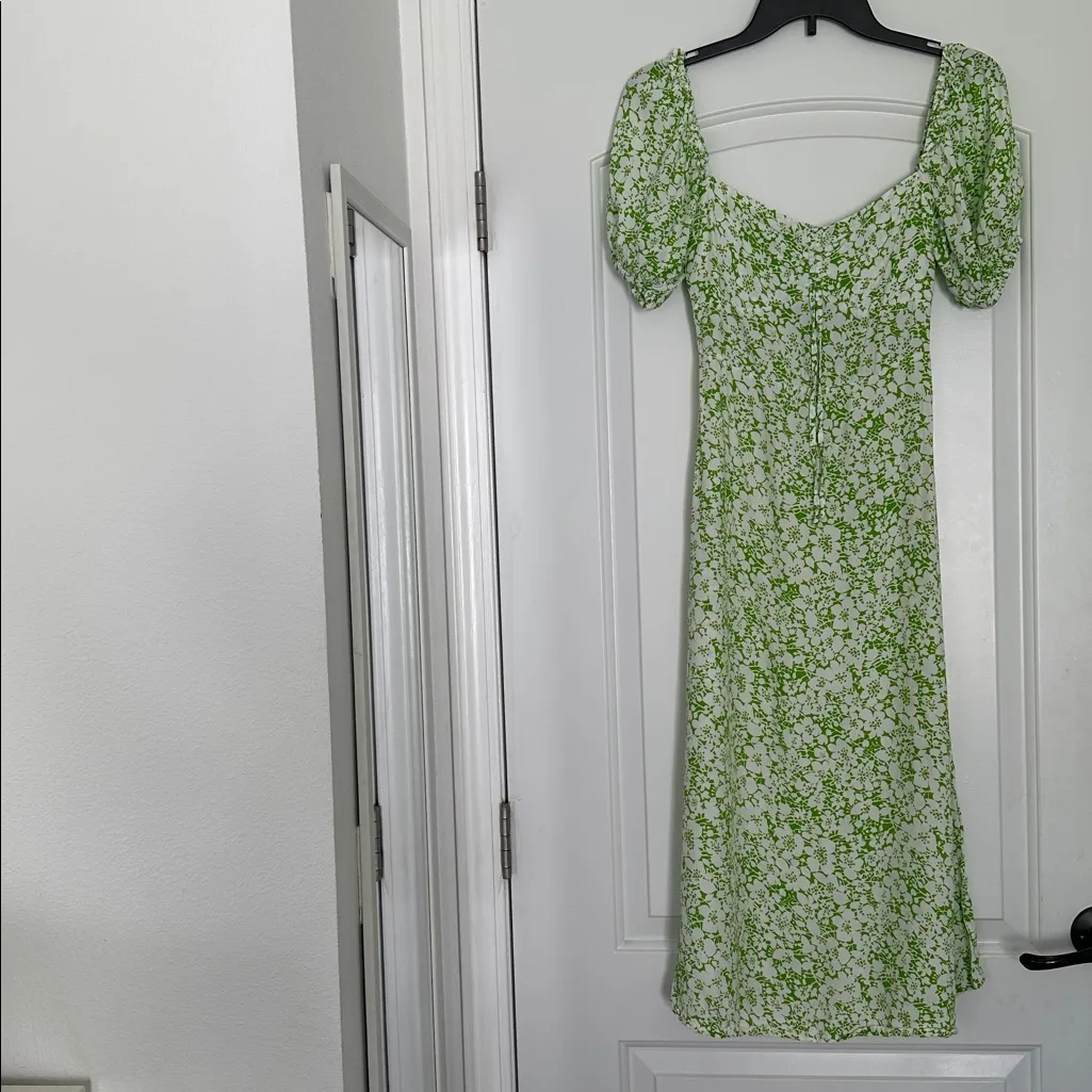 Faithfull The Brand Juniper Midi Dress Freja Floral Print Green White Sz 4 - Image 2