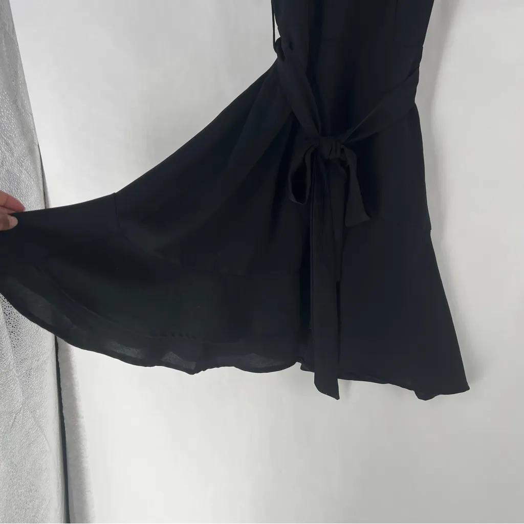 She + Sky Black Sleeveless Cami Dress Flounce Wrap Skirt Fit & Flare Mini Size S - Image 4