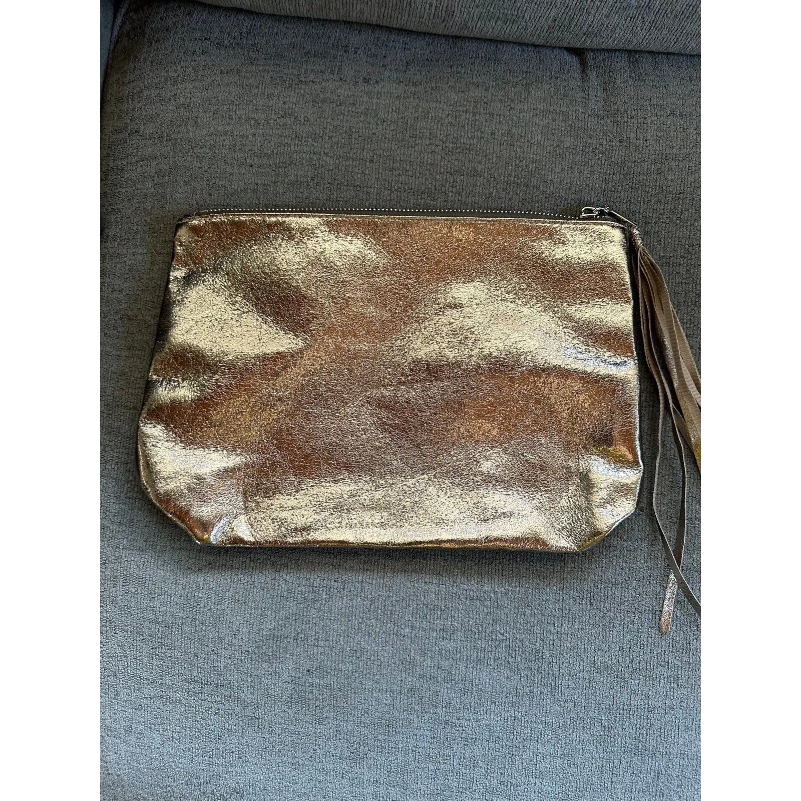 Rebecca Minkoff LimeLife By Alcone Metallic Gold Medium Tassel Clutch Purse - Image 3