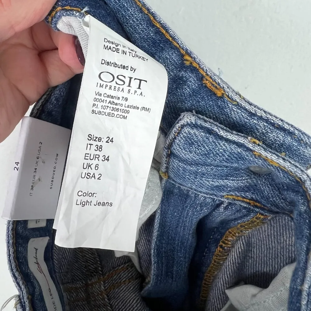 NWT Subdued Wide Leg Jeans Ripped Distressed High Rise Size 2 NEW Blue - Image 10