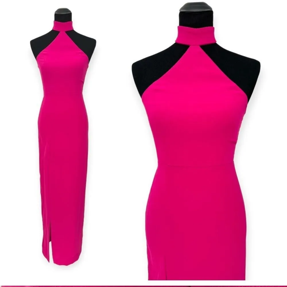 Amanda‎ Uprichard | S | Queen Halterneck Side Seam Split Maxi Gown in Magenta - Image 5