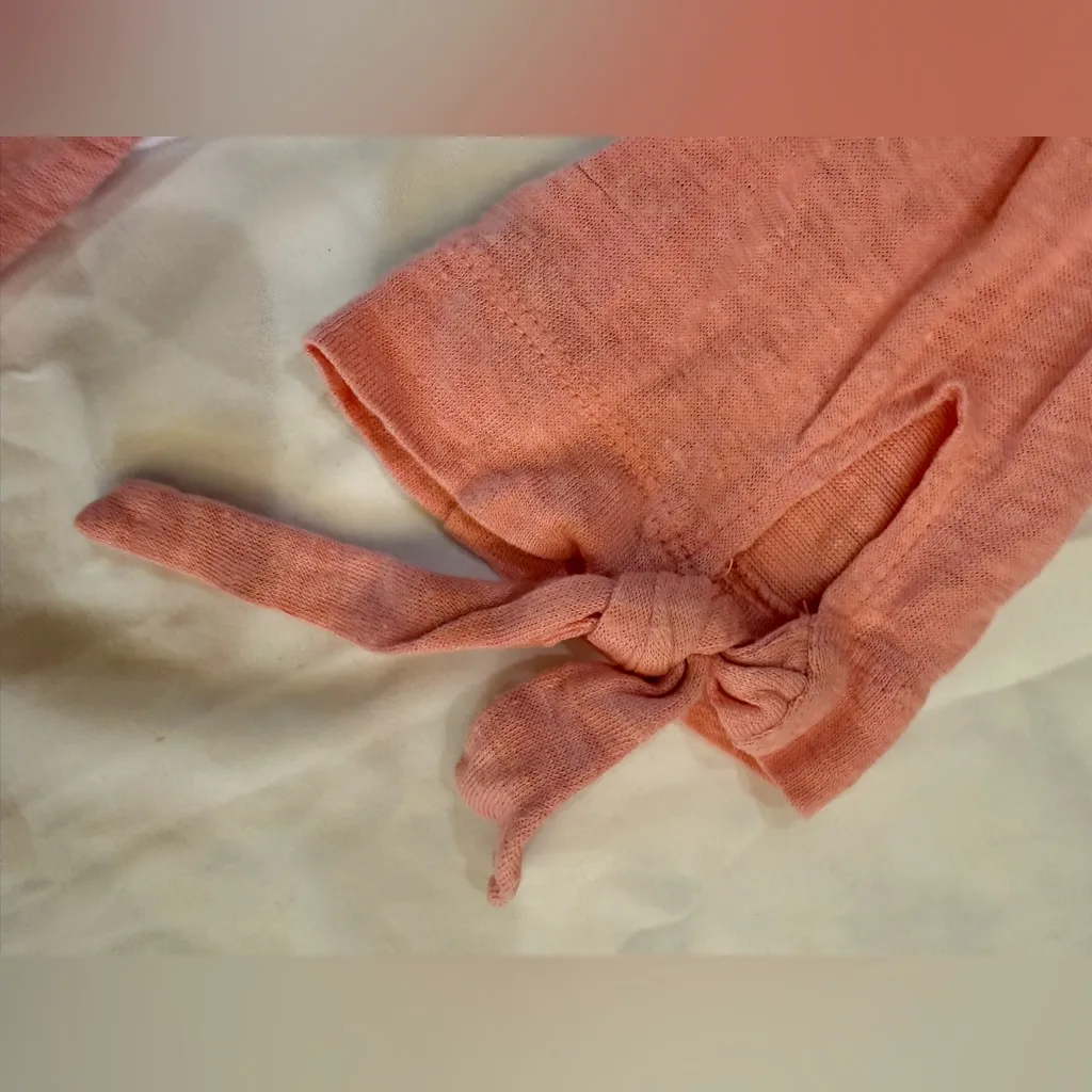 Sanctuary Blush Pink Blouse with Tie Sleeves 100% Linen - Image 5