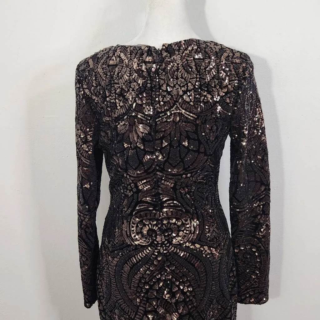 Betsy & Adam Sequin Sheath Dress NWT Size 4 Formal Black Sequin Party Dress - Image 5