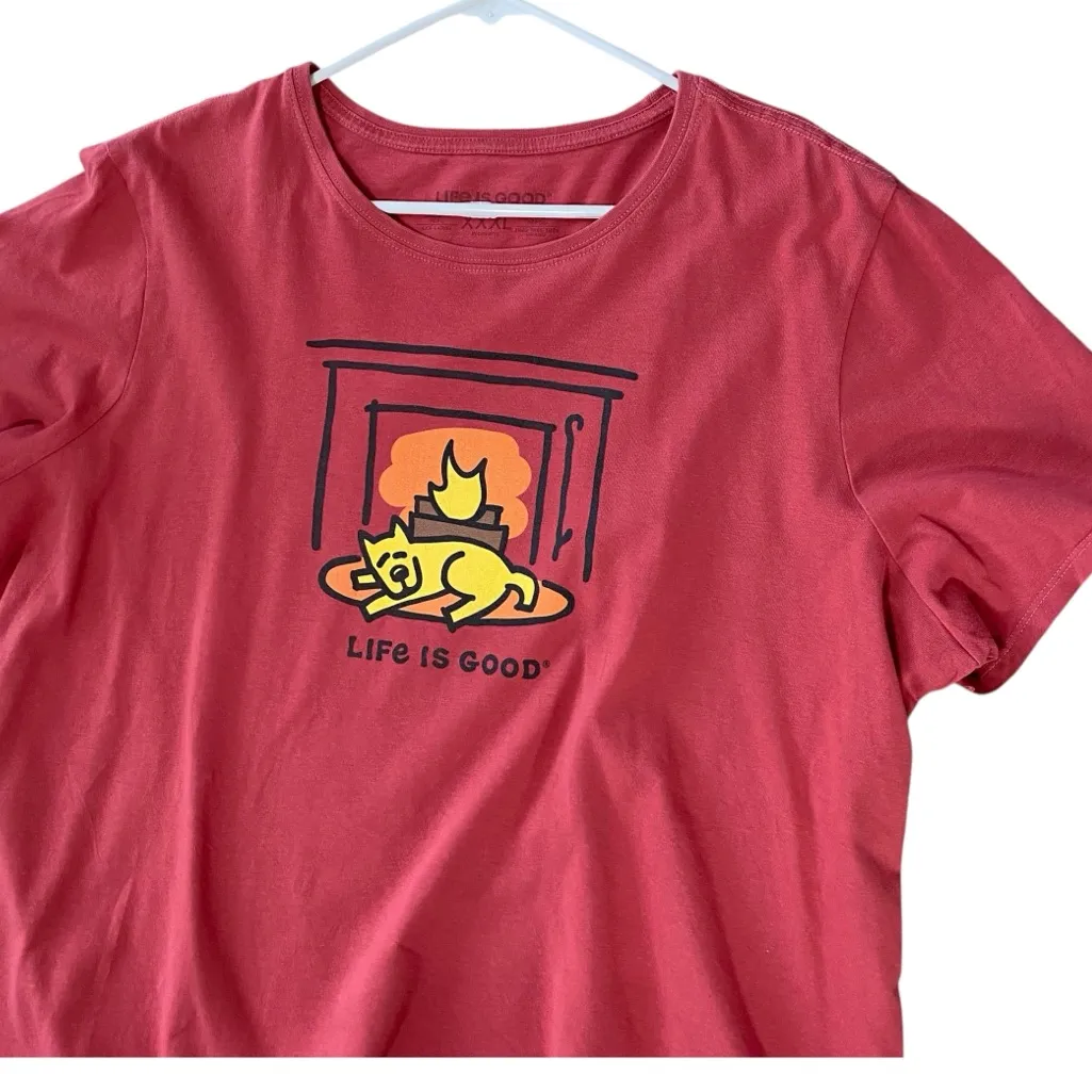 LIFE IS GOOD Dog Nap Fireplace Tee - Image 2