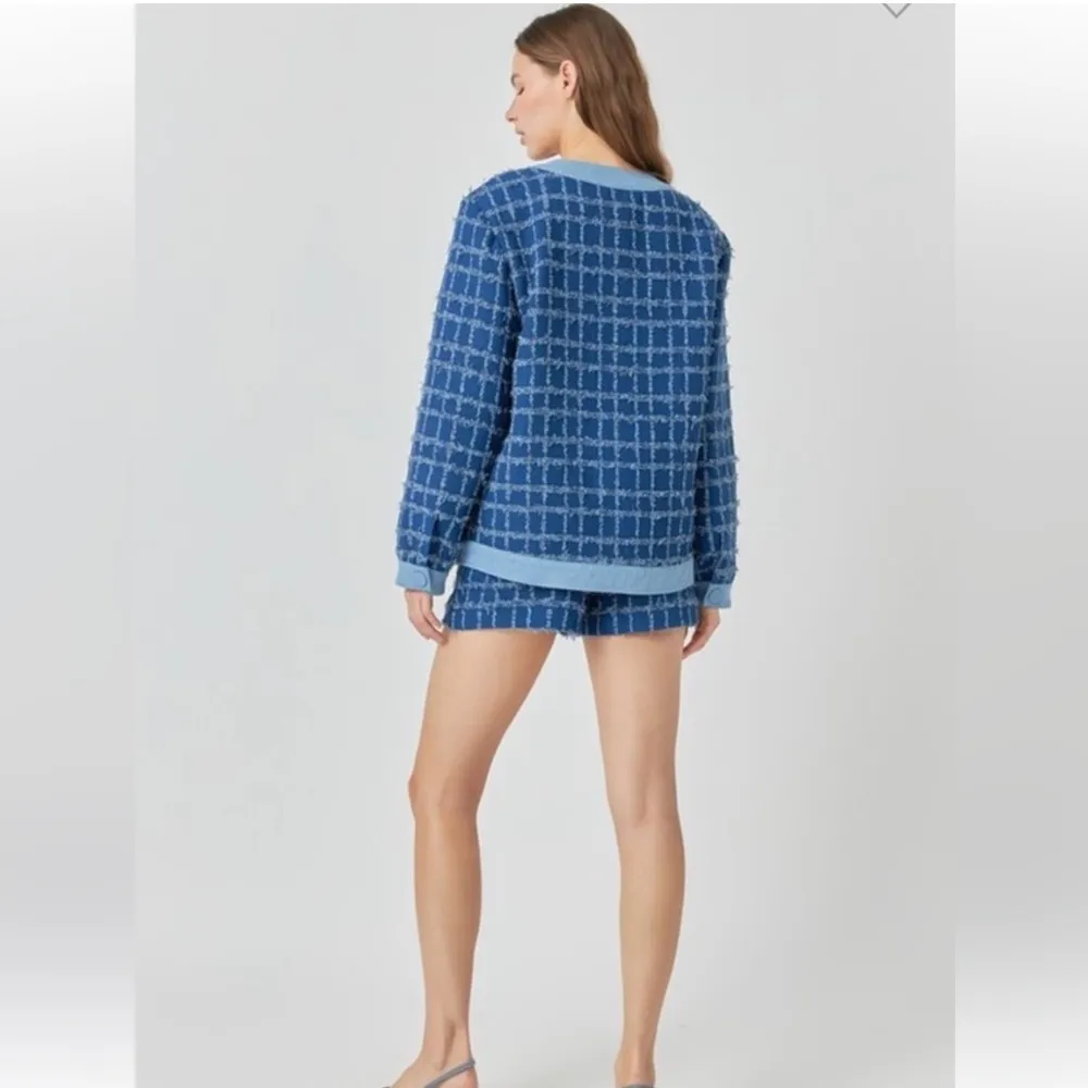 Tweed And Denim Jacket Blazer Blue Size L - Image 2